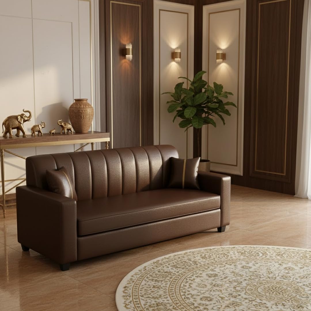 FURNY Cosmos 5 Seater Leatherette 3+1+1 Sofa Set - Image 3